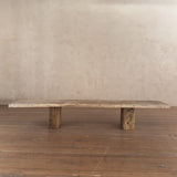Vintage French Solid Oak Bench