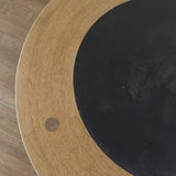 Round Oak and Slate Coffee Table, 1970s
