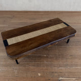 French Oak and Woven Fiber Coffee Table, 1960s