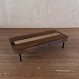 French Oak and Woven Fiber Coffee Table, 1960s