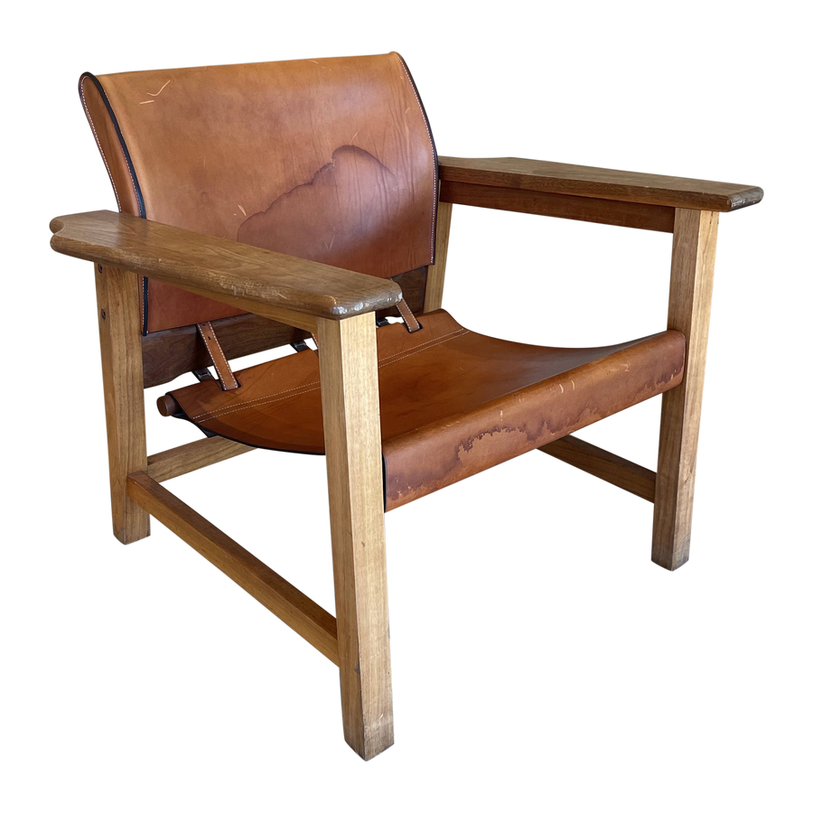 Pair of Walnut and Leather Safari Chairs Pop Up Home