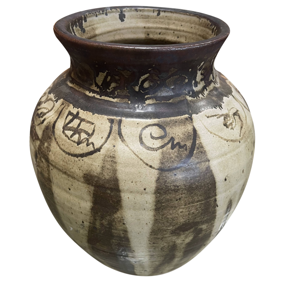 Brown Detailed Ceramic Studio Vase