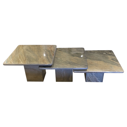 Set of 3 Foam Green Marble Nesting Tables