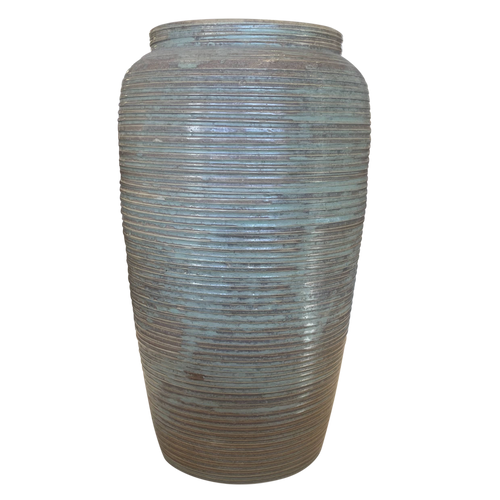 Tall Ribbed Ceramic Vessel