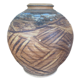 Large Hand Painted Brown Vessel