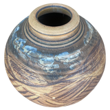 Large Hand Painted Brown Vessel