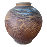 Large Hand Painted Brown Vessel