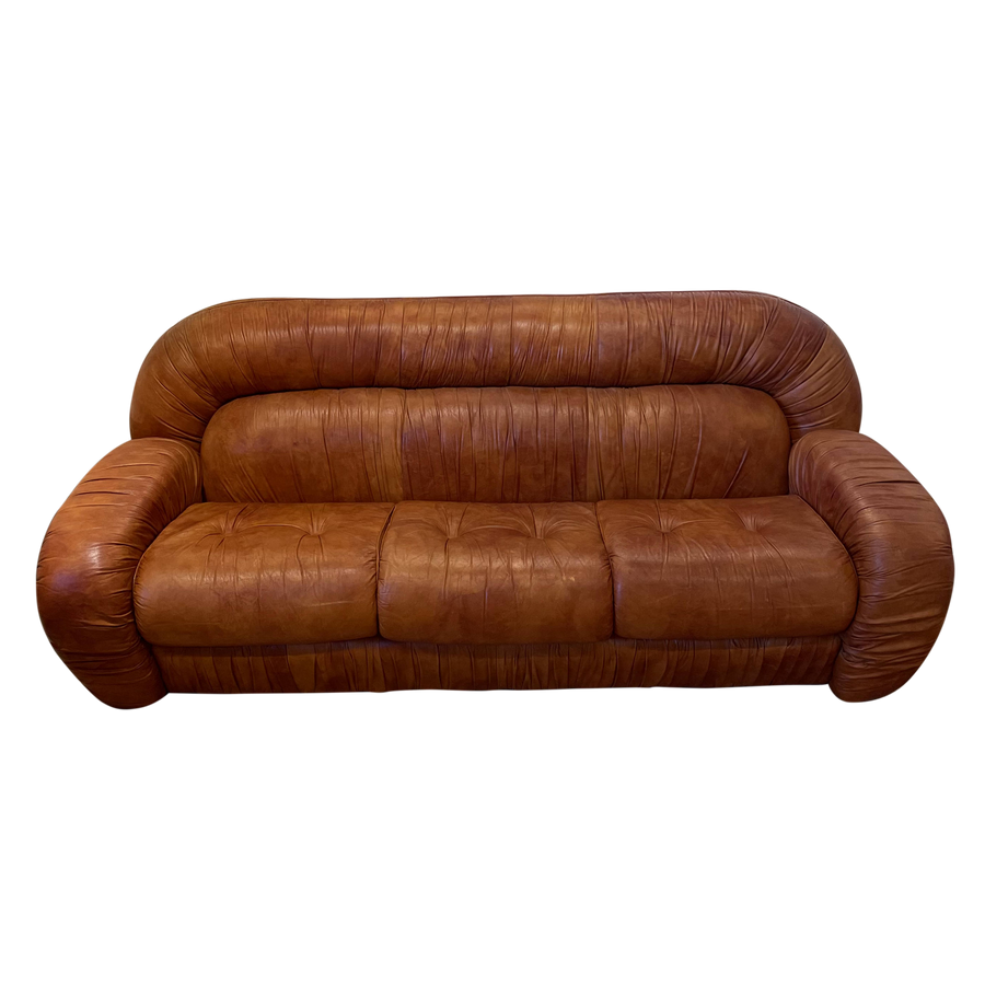 Oversized Rouched Leather Sofa