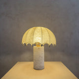 Travertine and Cocoon Shade Table Lamp, 1970s