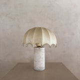 Travertine and Cocoon Shade Table Lamp, 1970s