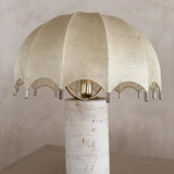 Travertine and Cocoon Shade Table Lamp, 1970s