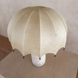 Travertine and Cocoon Shade Table Lamp, 1970s