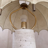 Travertine and Cocoon Shade Table Lamp, 1970s