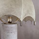 Travertine and Cocoon Shade Table Lamp, 1970s