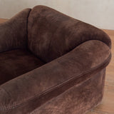 Pair of Chocolate Suede Armchairs, Italy, 1970s