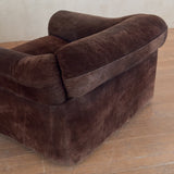 Pair of Chocolate Suede Armchairs, Italy, 1970s