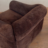 Pair of Chocolate Suede Armchairs, Italy, 1970s