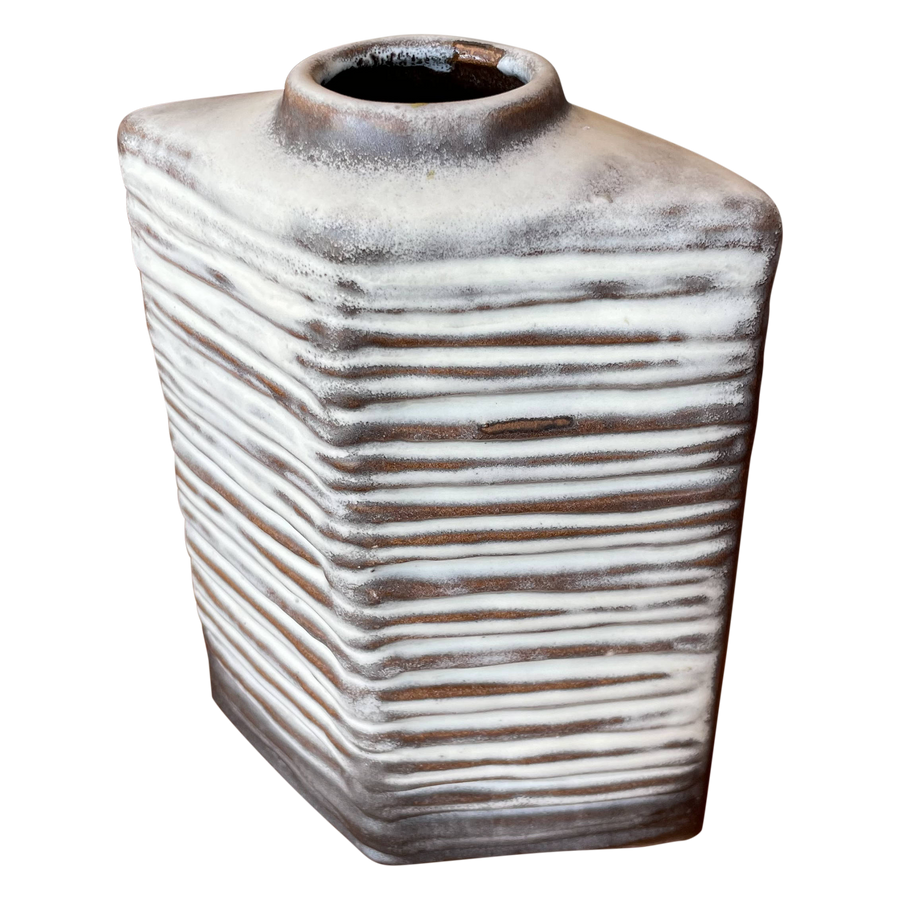 White Striped Angular Vase