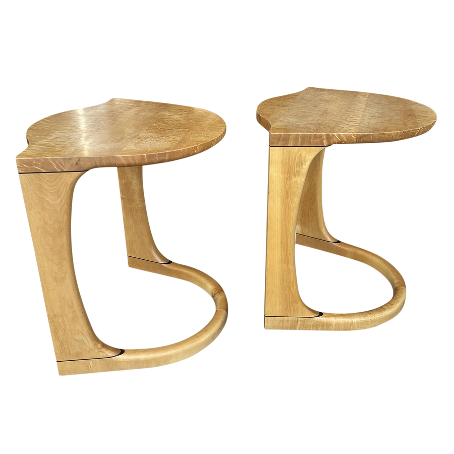 Pair of Curved Maple Side Tables