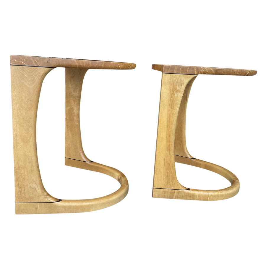 Pair of Curved Maple Side Tables