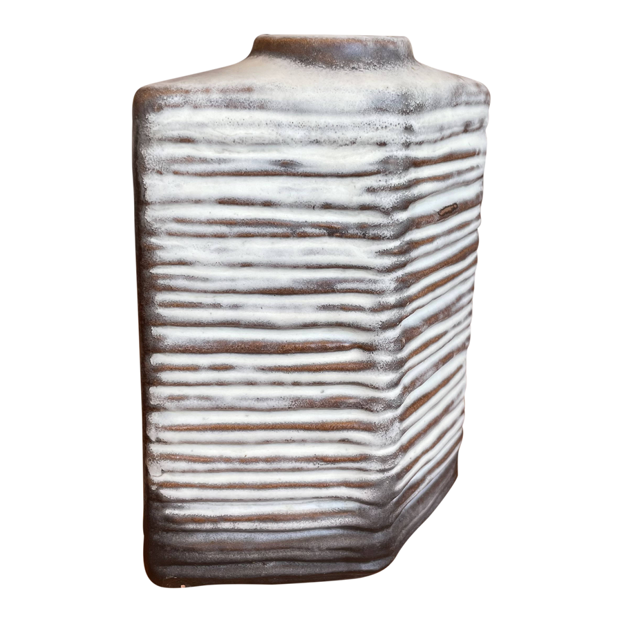 White Striped Angular Vase