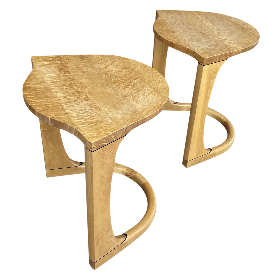 Pair of Curved Maple Side Tables