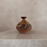 Speckled Ceramic Bud Vase in Amber and Rust