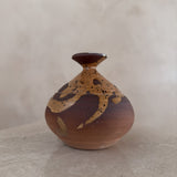 Speckled Ceramic Bud Vase in Amber and Rust
