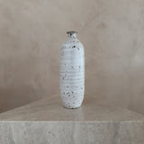 Tall Studio Ceramic Bottle Vase in Speckled White