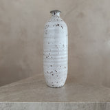 Tall Studio Ceramic Bottle Vase in Speckled White