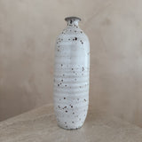 Tall Studio Ceramic Bottle Vase in Speckled White