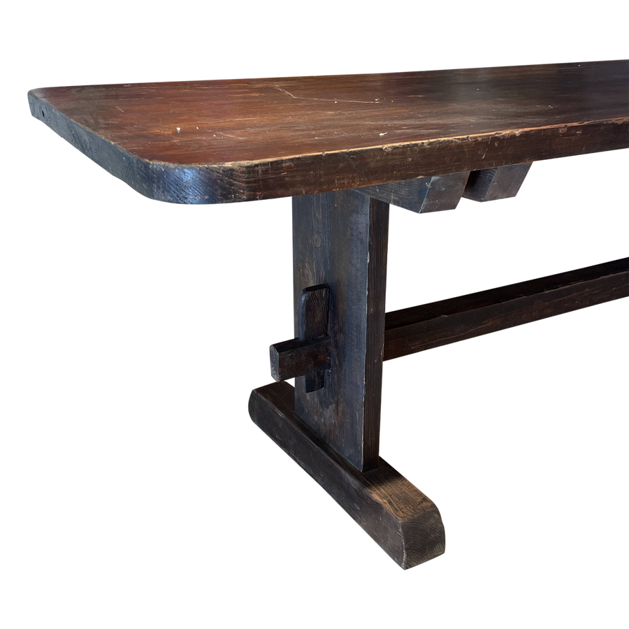 Antique French Wood Trestle Dining Table