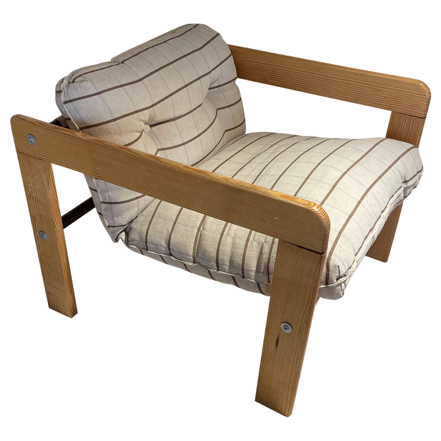 Pair of Wood Frame Striped Chairs