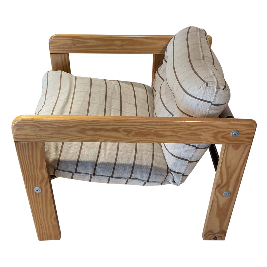 Pair of Wood Frame Striped Chairs
