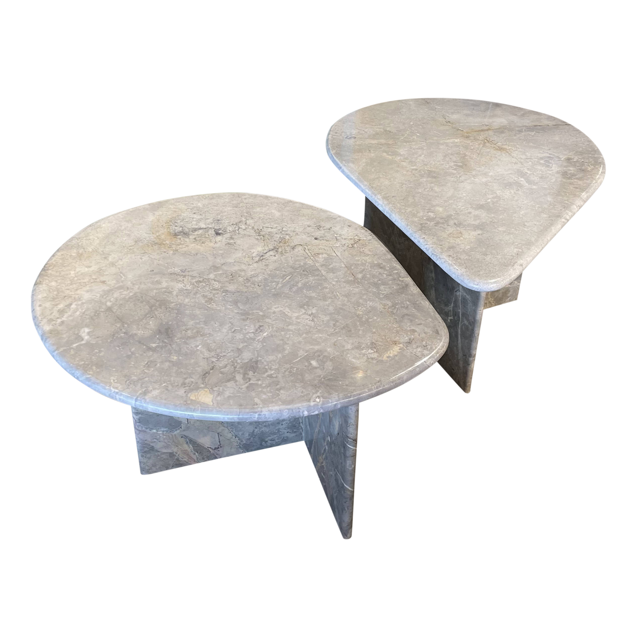 Pair of Organic Form Marble Nesting Tables Pop Up Home