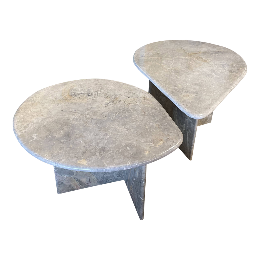Pair of Organic Form Marble Nesting Tables