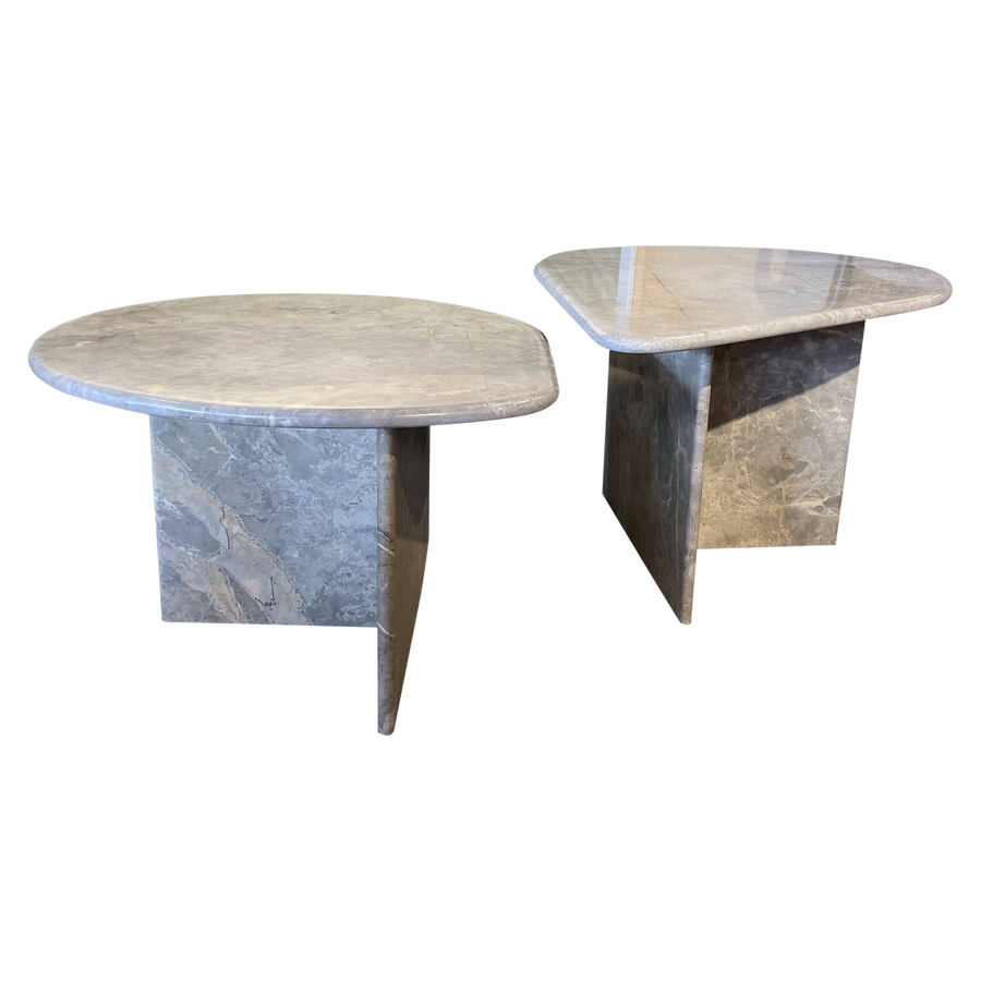 Pair of Organic Form Marble Nesting Tables