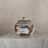 Studio Ceramic Lidded Vessel with Geometric Accent