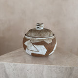 Studio Ceramic Lidded Vessel with Geometric Accent
