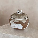 Studio Ceramic Lidded Vessel with Geometric Accent