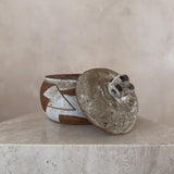 Studio Ceramic Lidded Vessel with Geometric Accent