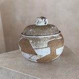 Studio Ceramic Lidded Vessel with Geometric Accent