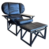 Black Leather Lounge Chair + Ottoman by Marc Berthier