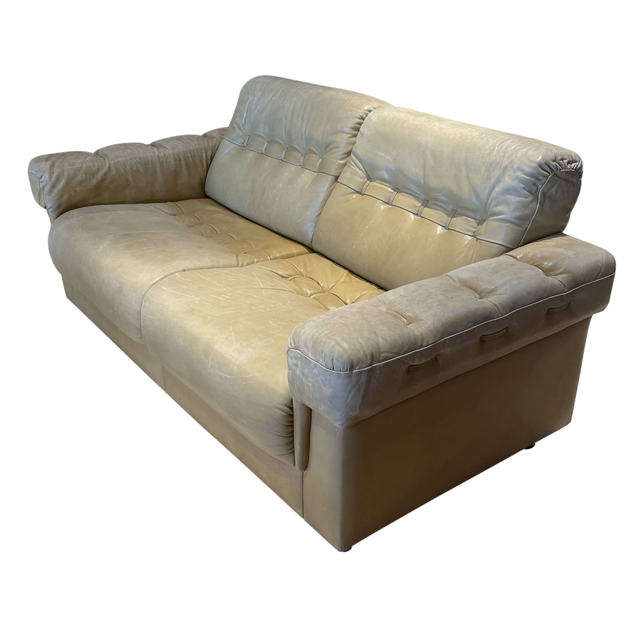 Butter Leather Top Stitch Loveseat