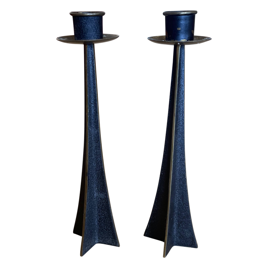 Pair of Bronze Brutalist Candlesticks c. 1950’s