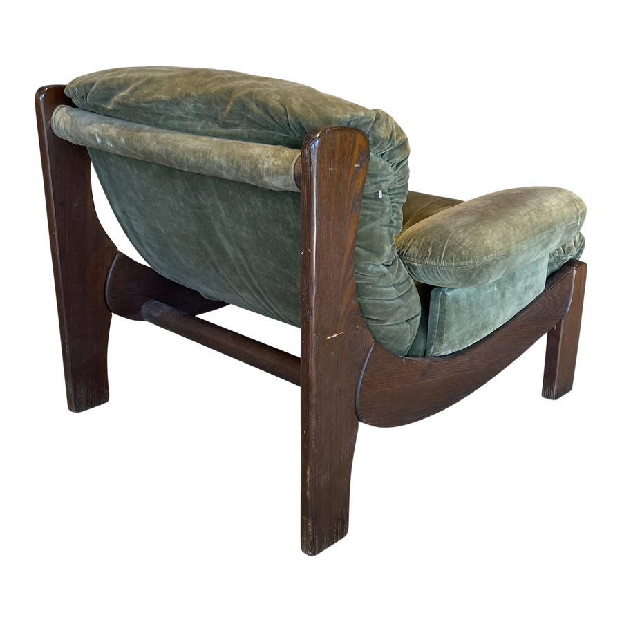 Pair of Sage Velvet and Wood Frame Armchairs