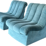 Pair of Teal Channeled Side Chairs