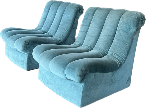 Pair of Teal Channeled Side Chairs