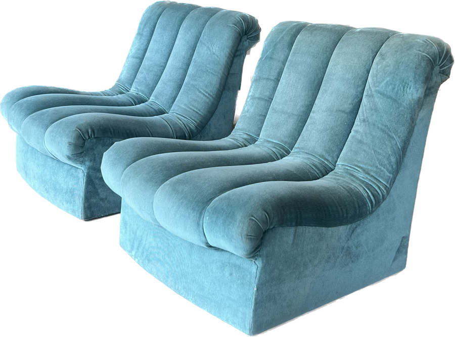 Pair of Teal Channeled Side Chairs