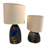 Hand Painted French Studio Ceramic Table Lamp